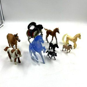 Toy Horses Lot of 9 Plastic Western Cowboys Model Figures Equestrian